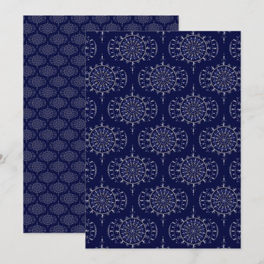 Printbaar Blauw Ditsy Winter Retro Scrapbook Papie Kaart (Voorkant / Achterkant)