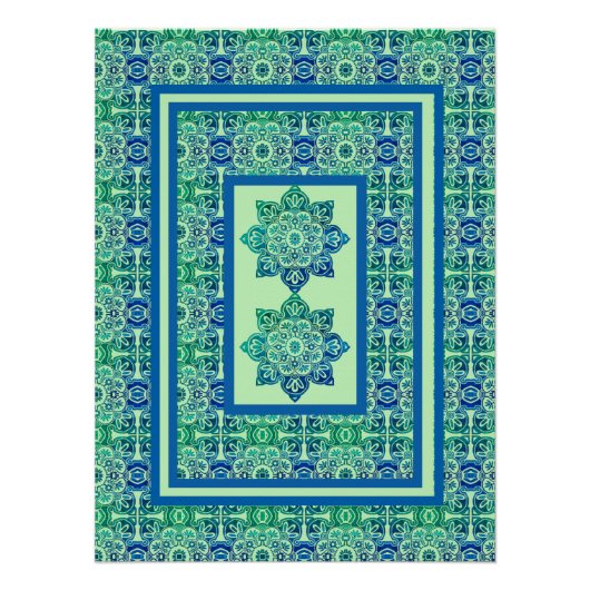 Printbaar blauw en groen poster (Voorkant)