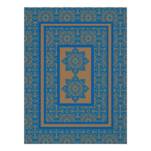 Printbaar blauw en koperen Poster