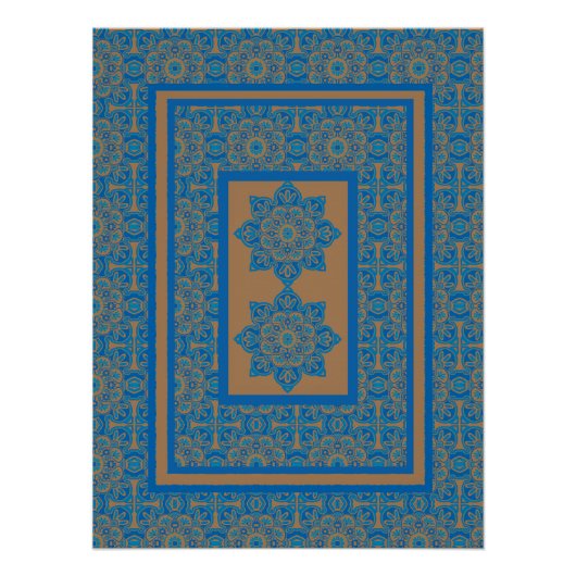 Printbaar blauw en koperen Poster (Voorkant)