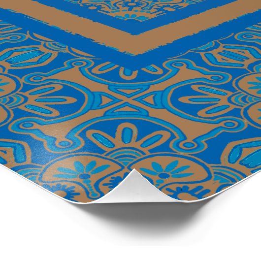 Printbaar blauw en koperen Poster (Hoek)