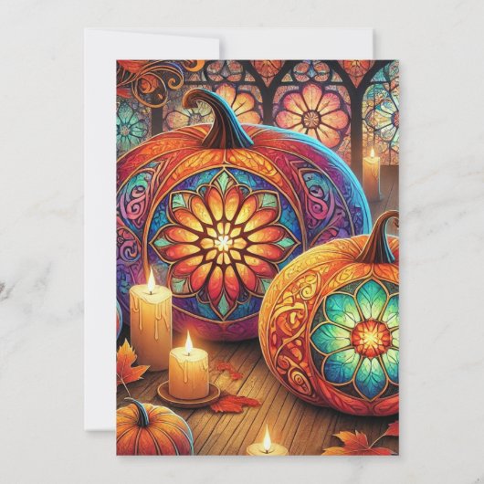 Printbaar Christelijk Glas in lood Halloween Kaart (Achterkant)