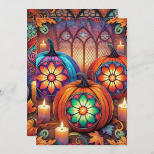 Printbaar Christelijk Glas in lood Halloween Kaart