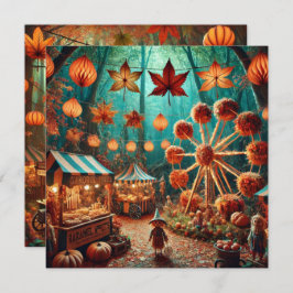 Printbaar grillig herfstcarnaval plakboek kaart