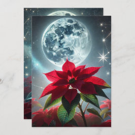 Printbaar Moonlight Poinsettia Scrapbook Paper Kaart