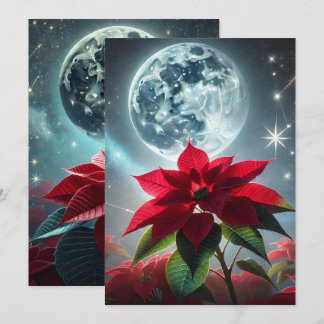 Printbaar Moonlight Poinsettia Scrapbook Paper Kaart