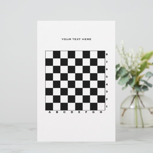Printbaar schaakbord met cijfers en letters briefpapier (Staand voorkant)