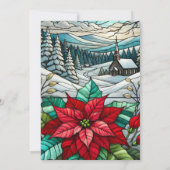 Printbaar Schilderachtig Winter Poinsettia Glas in Kaart (Achterkant)
