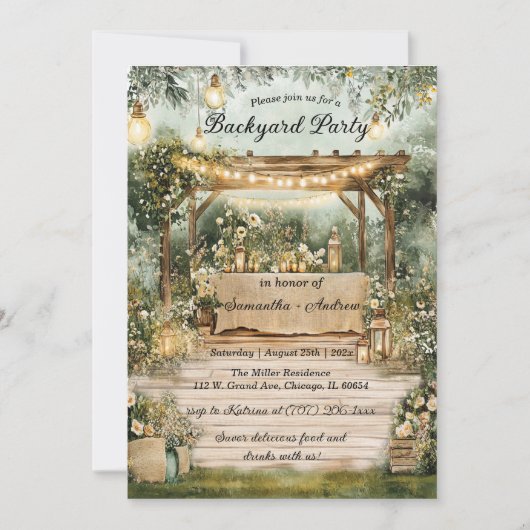 Printbaar Tuinfeest met een Landelijke Uitstraling Kaart (Voorkant)