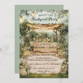 Printbare achtertuin rustieke feestje kaart (Voorkant / Achterkant)