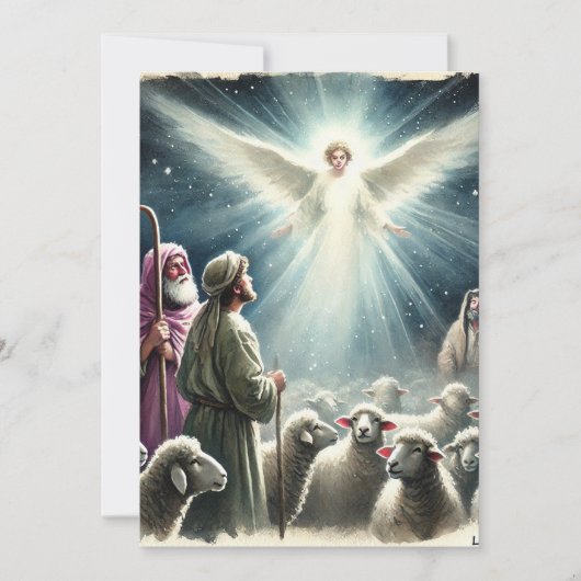 Printbare Angel & Shepherds Nativity Scrapbook Kaart (Voorkant)