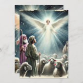 Printbare Angel & Shepherds Nativity Scrapbook Kaart (Voorkant / Achterkant)