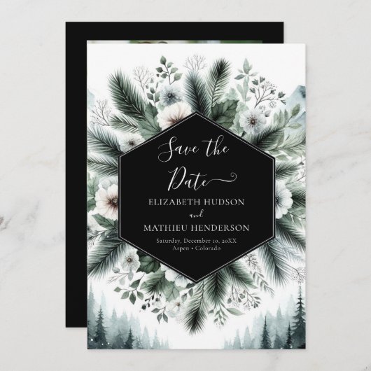 Printbare Chic Mountain bruiloft Save The Date (Voorkant / Achterkant)