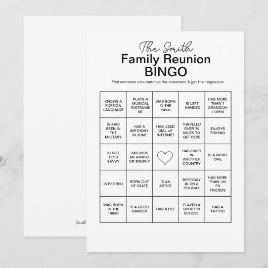 Printbare familiereünie Zoek de gok die Kaart (Voorkant / Achterkant)