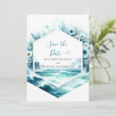 Printbare grillige nautische bruiloft save the date (Staand voorkant)