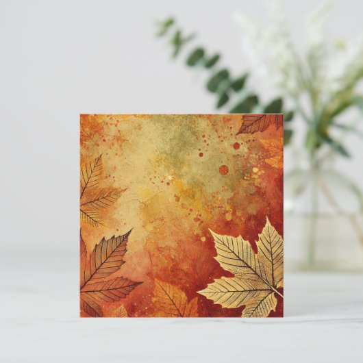 Printbare Herfst Foliage Distressed Ink Scrapbook Kaart (Staand voorkant)