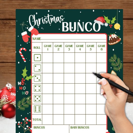 Printbare Kerstmis Bunco-scoreschijven Kaart