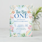 Printbare uitnodiging voor eerste verjaardag kust (Staand voorkant)