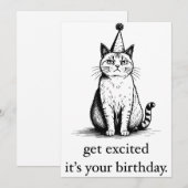 Printbare Verjaardag Kaart, Funny Cat Verjaardag Feestdagenkaart (Voorkant / Achterkant)