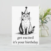 Printbare Verjaardag Kaart, Funny Cat Verjaardag Feestdagenkaart (Staand voorkant)