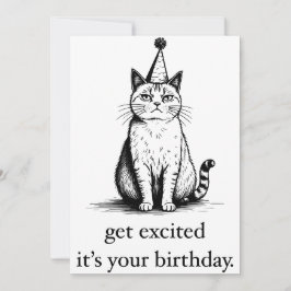 Printbare Verjaardag Kaart, Funny Cat Verjaardag Feestdagenkaart