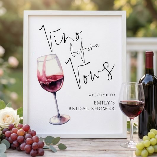 Printbare Vino Before Vows Welkom Bruidsfeest Poster