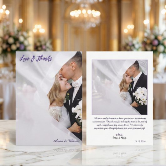 Printed 3D Effect Lavender Calligraphy Bedankkaart