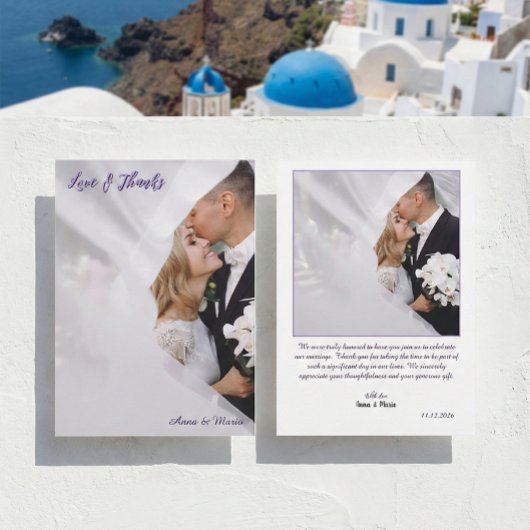 Printed 3D Effect Lavender Calligraphy Bedankkaart