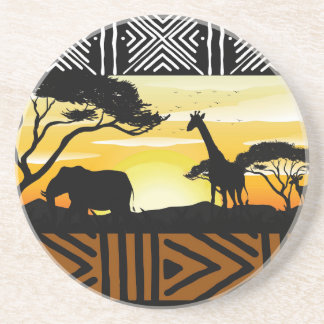 Printed African Safari Scene Coaster Zandsteen Onderzetter