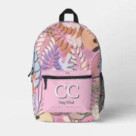 Printed Backpack : Abstract Leaves (pink) Bedrukte Rugzak
