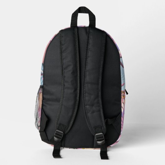Printed Backpack : Abstract Leaves (pink) Bedrukte Rugzak (Achterkant)