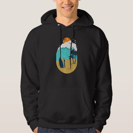 Printed Beach Illustration For Summer Vacay Or Vac Hoodie (Voorkant)