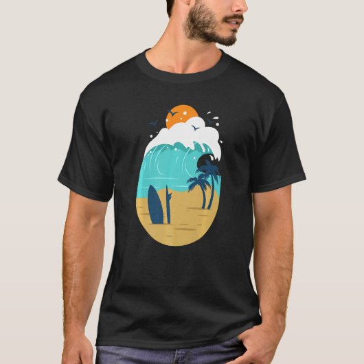 Printed Beach Illustration For Summer Vacay Or Vac T-shirt (Voorkant)