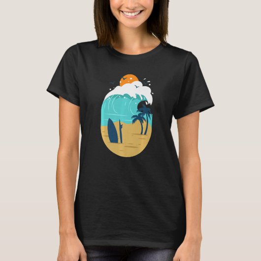 Printed Beach Illustration For Summer Vacay Or Vac T-shirt (Voorkant)
