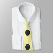 Printed black button design-cream stropdas (Gebonden)