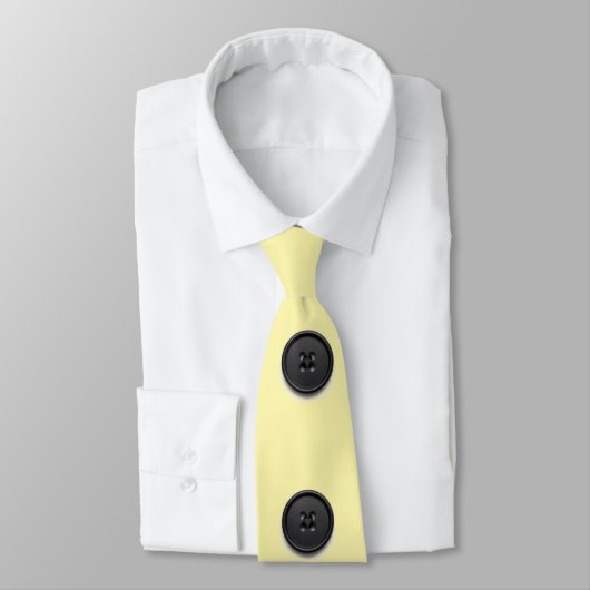 Printed black button design-cream stropdas (Gebonden)