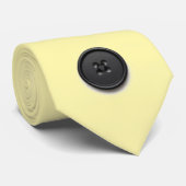 Printed black button design-cream stropdas (Opgerold)