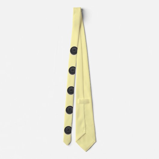 Printed black button design-cream stropdas (Achterkant)