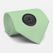 Printed black button design-pale green stropdas (Opgerold)