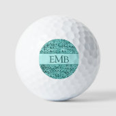 Printed Blauwgroen Knit Design Custom Monogram Dam Golfballen (Voorkant)