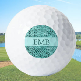 Printed Blauwgroen Knit Design Custom Monogram Dam Golfballen