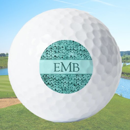 Printed Blauwgroen Knit Design Custom Monogram Dam Golfballen