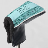 Printed Blauwgroen Knit Design Custom Monogram Dam Golfheadcover (3/4 voorkant)
