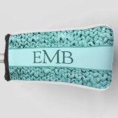 Printed Blauwgroen Knit Design Custom Monogram Dam Golfheadcover (Voorkant)