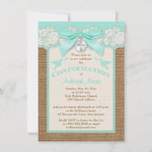 PRINTED BOW & CHARM Aqua Bevestiging Uitnodigen Kaart (Voorkant)