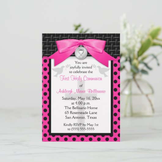 PRINTED BOW First Heilige Communauteit Uitnodiging (Staand voorkant)