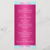 PRINTED BOW Pink, Aqua Floral Sweet 15 Menu Kaart (Achterkant)