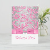 PRINTED Bow - Winter Wonderland Bat Mitzvah - Roze Kaart (Staand voorkant)