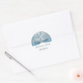 PRINTED Bow - Winter Wonderland Damask Bat Mitzvah Ronde Sticker (Envelop)