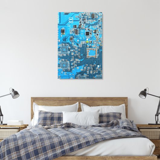 Printed Circuit Assembly PCB Blue Circuit Board Canvas Afdruk (Insitu (Slaapkamer))